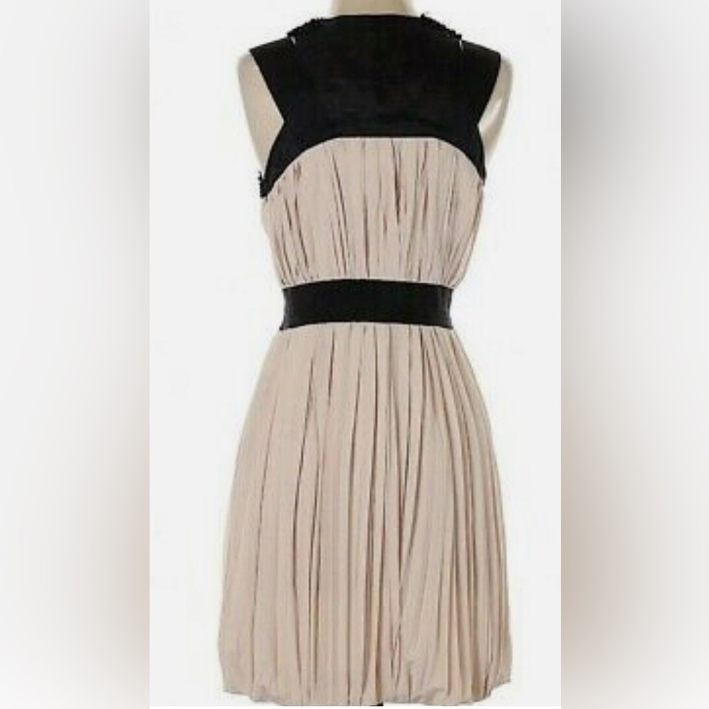 ROBERT RODRIGUEZ BLUSH PINK PLEATED DRESS WITH BEADED STRAPS